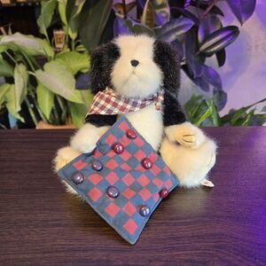 Boyds Bear Plush Dog with Checkered Blanket
